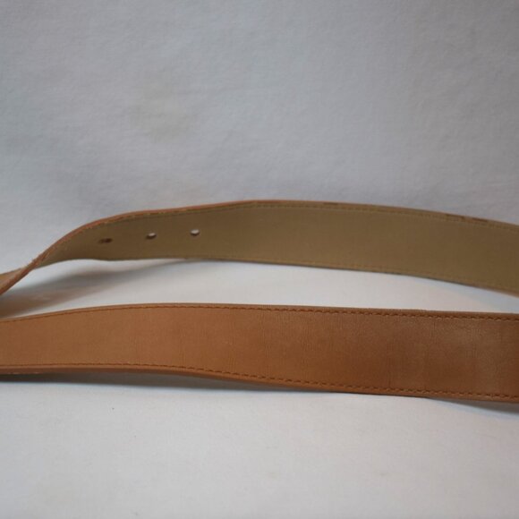 Michael Kors Women Medium Light Brown Leather Belt Silver Buckle 553811 - Picture 4 of 5